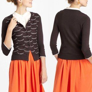 Yellow Bird Anthro Winter Waves Scalloped Cardigan
